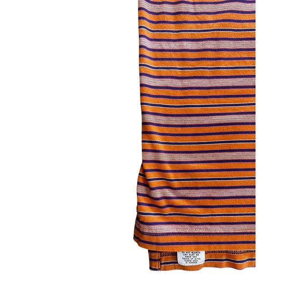Peter Millar Mens Large Orange Purple Striped Cotton Short Sleeve Polo Shirt - Picture 2 of 3